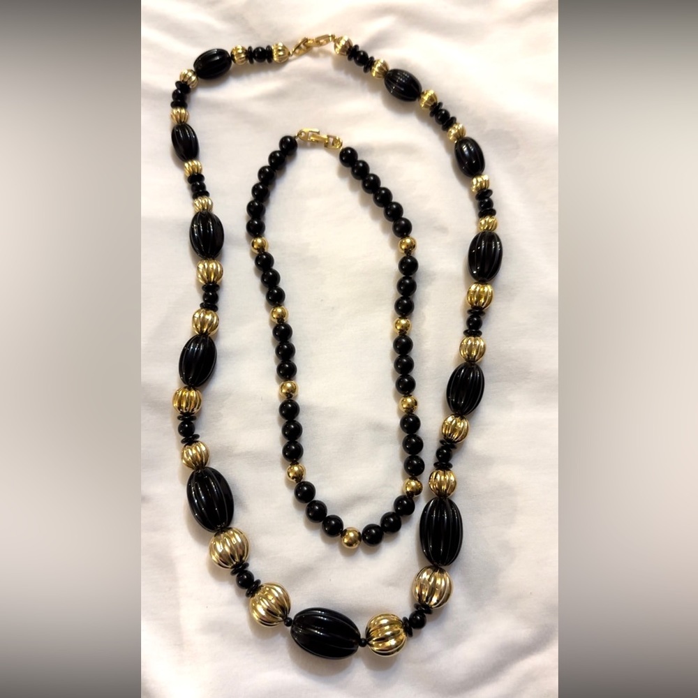 2 Napier beautiful black & gold necklaces. Final sale